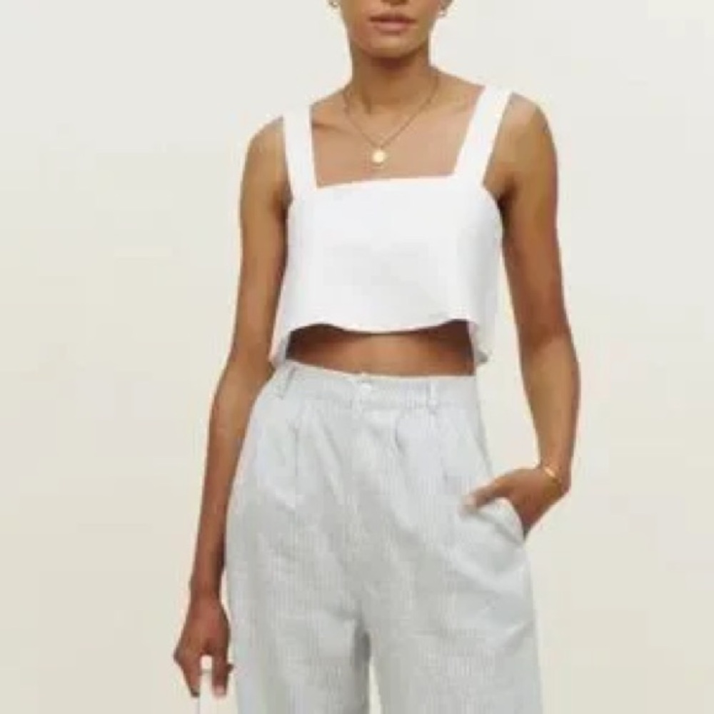 Reformation Lorin Linen Crop Top XS BNWT
